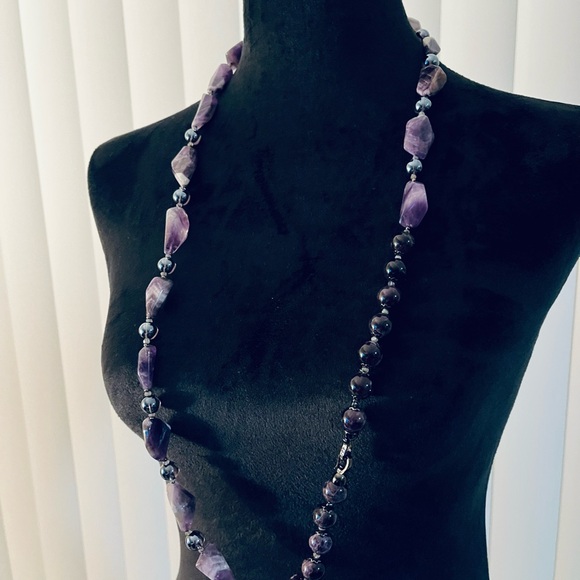 Dream Amethyst Beads Long Necklace - Picture 3 of 9